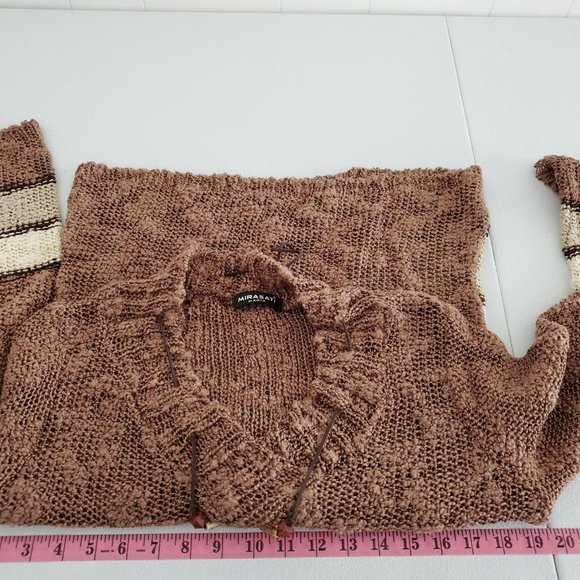 Mirasati Paris Womens Open Knit Sweater Size S Brown Beaded Necklace Boho Tribal - Picture 4 of 8